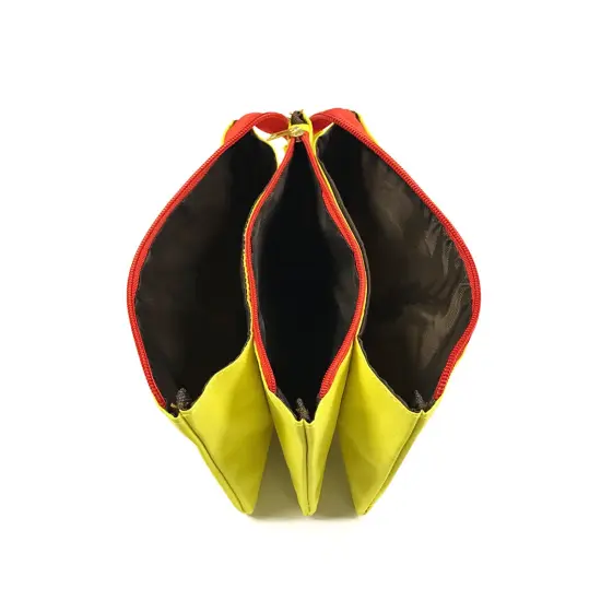 Wrapables Three Layer Multifunctional Pencil Case Cosmetic Bag Yellow {2}