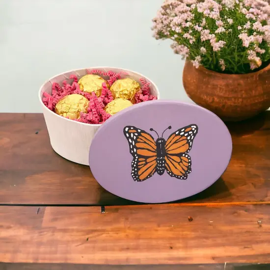 12 Units of Oval Box with Butterfly Embossed Lid {5}