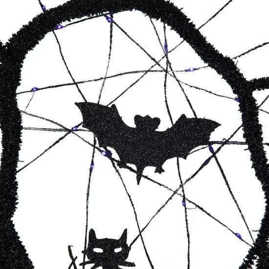Northlight LED Lighted Black Twig Halloween Wreath with Bats - 13" - Purple Lights {7}
