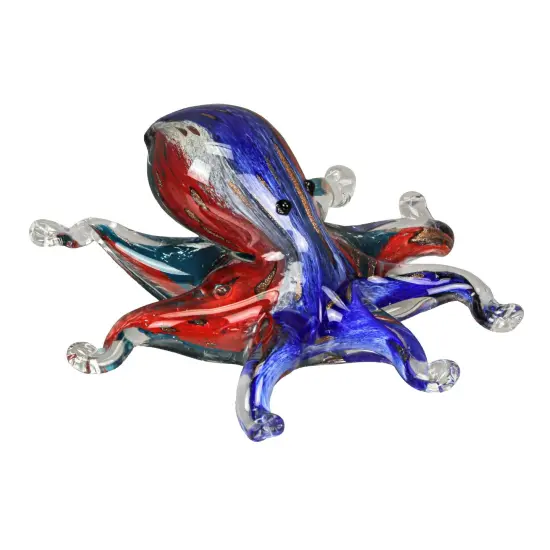 7 In Multicolor Blown Glass Octopus Paperweight Figurine Home Decor Sculpture {3}