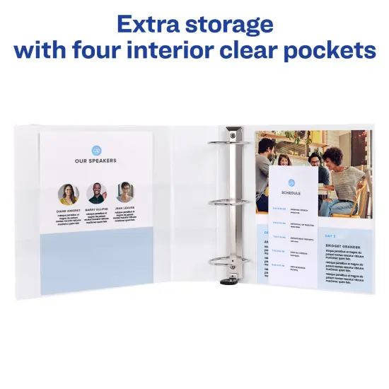 Avery Durable View 3 Ring Binders, 3" Slant Rings, 4 White Binders (17030) {5}