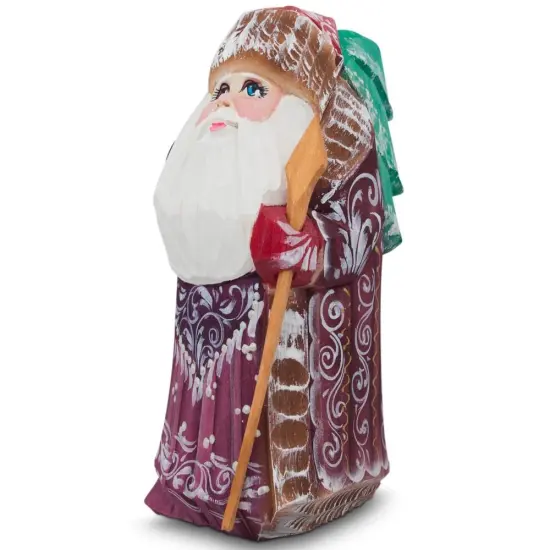 Hand Carved Wooden Santa Figurine 4.75 Inches {1}