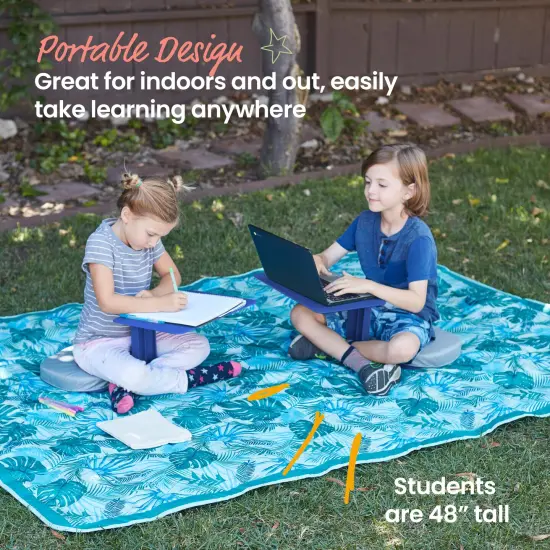 The Surf Portable Lap Desk and Surf Cushion, Flexible Seating Floor Desk with Foam Pad, 1-Pack Blue {4}