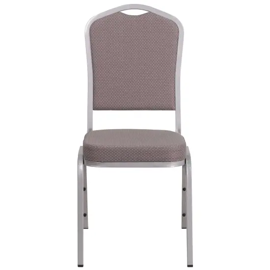 Emma and Oliver Crown Back Stacking Banquet Dining Chair GrayDotFabric/Silver {3}