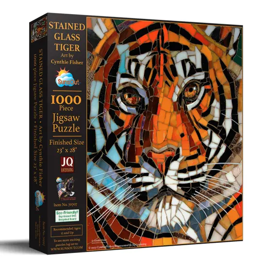 Sunsout Stained Glass Tiger 1000 pc Jigsaw Puzzle 70707 {3}