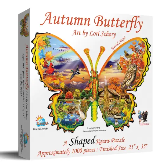 Sunsout Autumn Butterfly 1000 pc Special Shape Jigsaw Puzzle 95084 {3}
