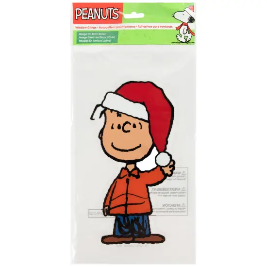 Northlight Peanuts Linus in Santa Hat Christmas Window Cling Decoration Red {7}