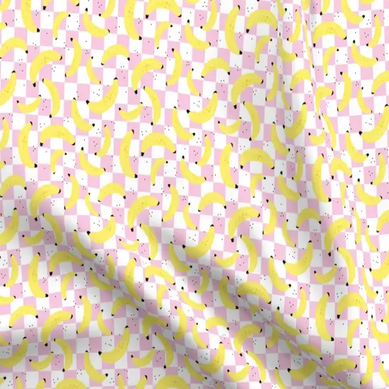 Various Fabrics by the Yard or Fat Quarter Checkerboard Plaid Retro Fruit Nineties Summer Banana Fun Whimsical Pink Quirky Custom Printed Fabric by Spoonflower {5}