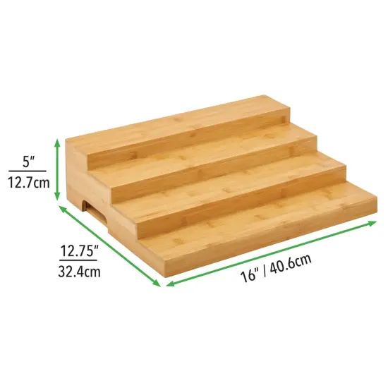 mDesign Bamboo Adjustable, Expandable Spice Rack Organizer {3}