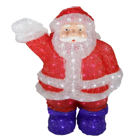 Northlight Lighted Waving Santa Claus Commercial Grade Acrylic Christmas Display Decoration - 2' Red {1}