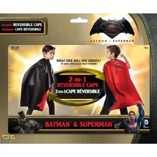 Rubies 2 in 1 Batman and Superman Reversible Cape Boys Halloween Costume Accessory Red {1}