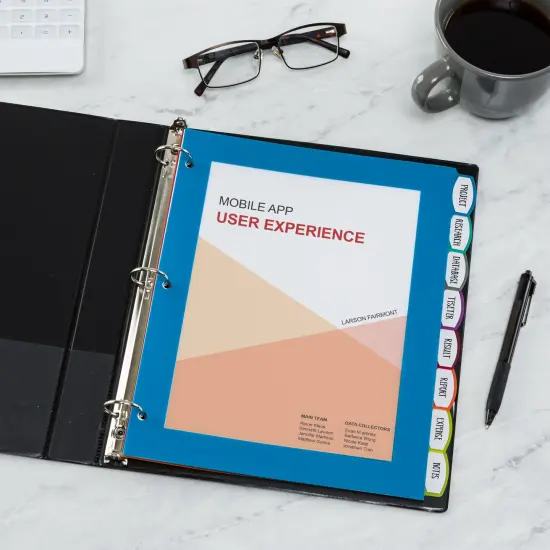 Avery Ultralast Big Tab Plastic Dividers for 3 Ring Binders, 8-Tab Set, Multicolor with White Labels, 1 Set (24901) {6}