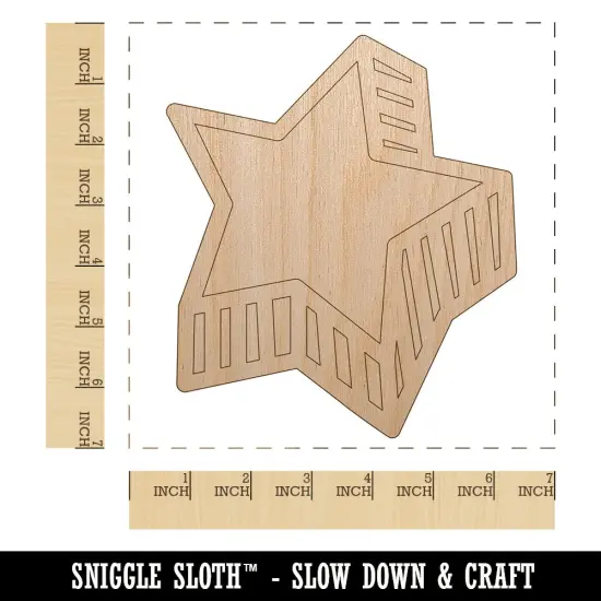 Star with Shadow Excellent Doodle Unfinished Wood Shape Piece Cutout for DIY Craft Projects {1}