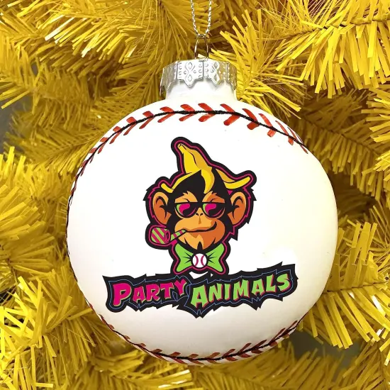 Tree Buddees x Party Animals Baseball 3D Shaped Glass Christmas Ornament (Party Animals Ball) {2}