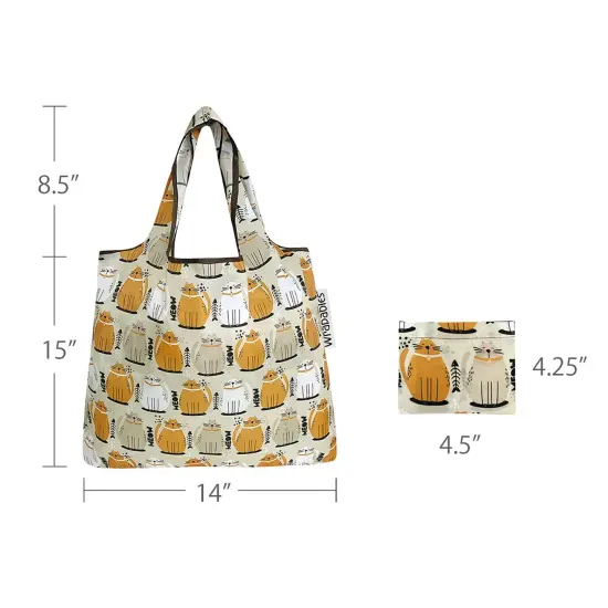 Wrapables Foldable Tote Nylon Reusable Grocery Bag (Set of 2) Cat Food {3}