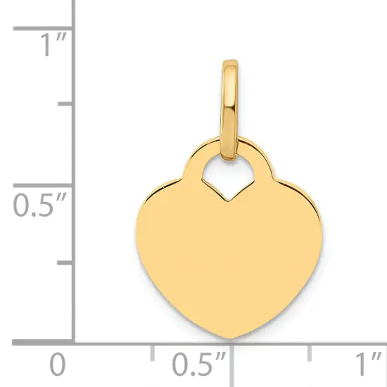 14K Yellow Gold Heart Charm Engraveable Jewelry 21mm x 15mm {4}