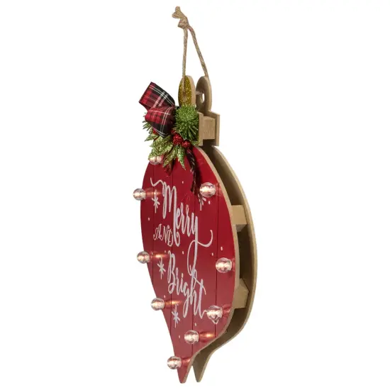 Northlight 13.75" Red Onion Ornament "Merry And Bright" Christmas Sign {5}
