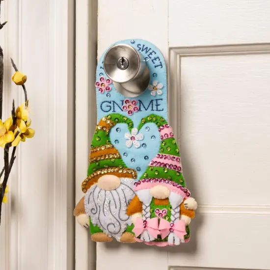 Bucilla Felt Door Hanger Applique Kit Set Of 2-Springtime Gnomes {4}