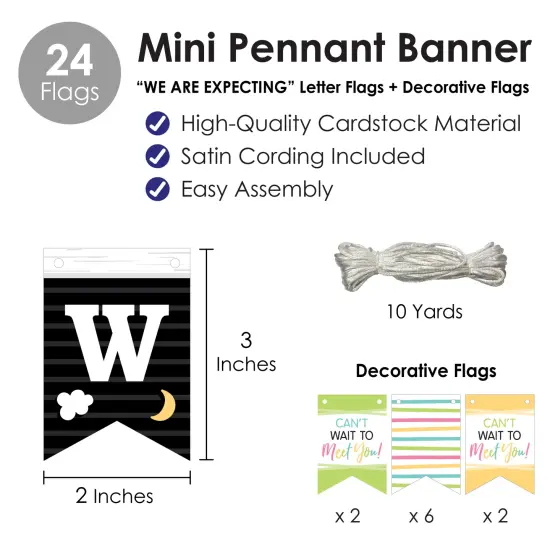 Big Dot of Happiness We Are Expecting - Pregnancy Announcement Mini Pennant Banner - We Are Expecting {6}