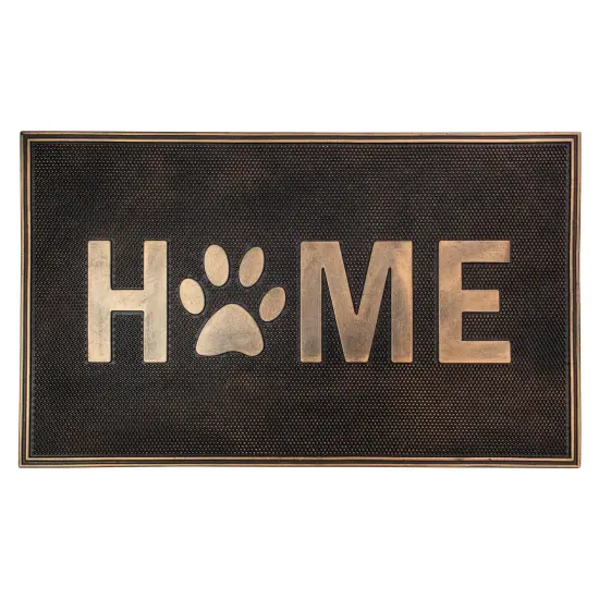 Northlight Gold Finish "Home" with Paw Print Rubber Doormat 18" x 30" {1}