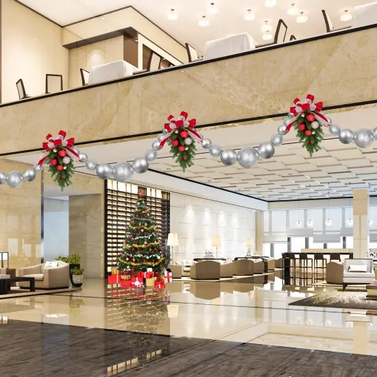 Northlight 6' Silver Shiny and Matte Shatterproof Ball Christmas Swag {5}