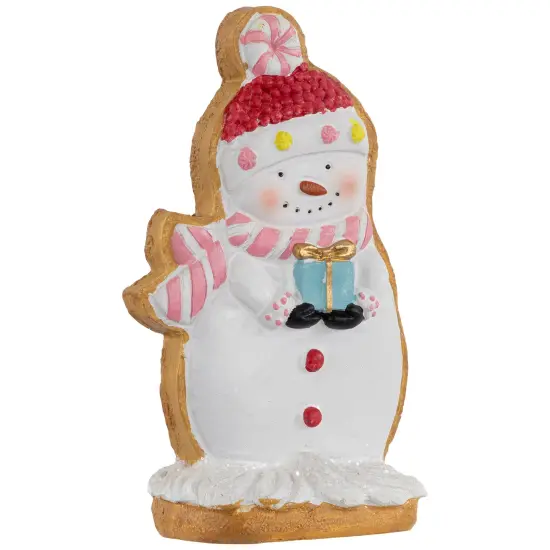 Northlight Gingerbread Snowman with Present Christmas Figurine - 7" White {6}