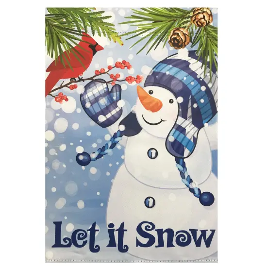 Northlight Snowman and Cardinal "Let it Snow" Christmas Outdoor Flag - 40" x 28" Blue {3}