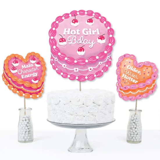 Big Dot of Happiness Hot Girl Bday - Vintage Cake Birthday Party Centerpiece Sticks - Table Toppers - Set of 15 {7}