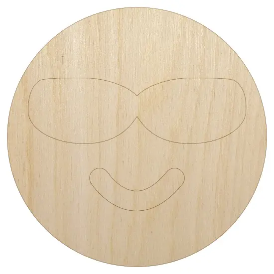 Sunglasses Cool Smile Happy Emoticon Unfinished Wood Shape Piece Cutout for DIY Craft Projects {7}