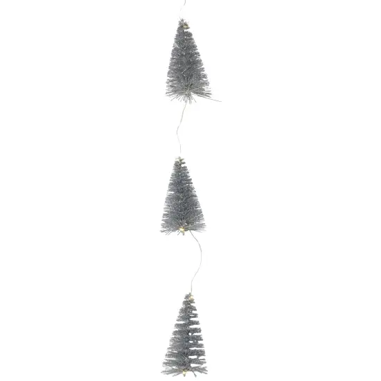 Northlight LED Lighted Battery Operated Mini Sisal Tree Christmas Garland - 8' - Warm White Silver {1}