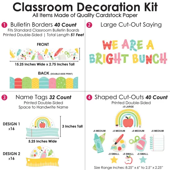 Big Dot of Happiness Cute and Colorful School School Bulletin Board Set Classroom Decoration Kit {4}