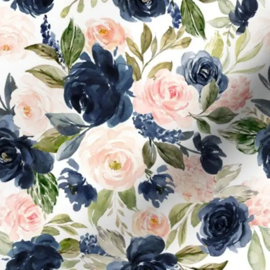 Various Fabrics by the Yard or Fat Quarter Beach Blossoms White Flowers Floral Rose Navy Spring Roses Blush Custom Printed Fabric by Spoonflower {7}