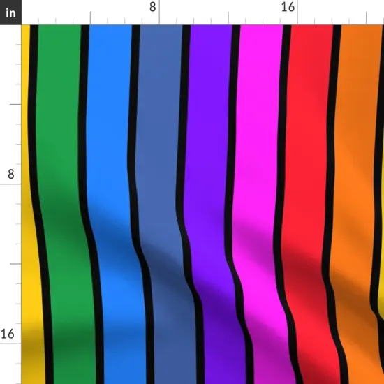 Various Fabrics by the Yard or Fat Quarter Rainbow Vertical Stripe Bright Black Striped Large Scale Dopamine Home Pride Lgbtqia Custom Printed Fabric by Spoonflower {2}