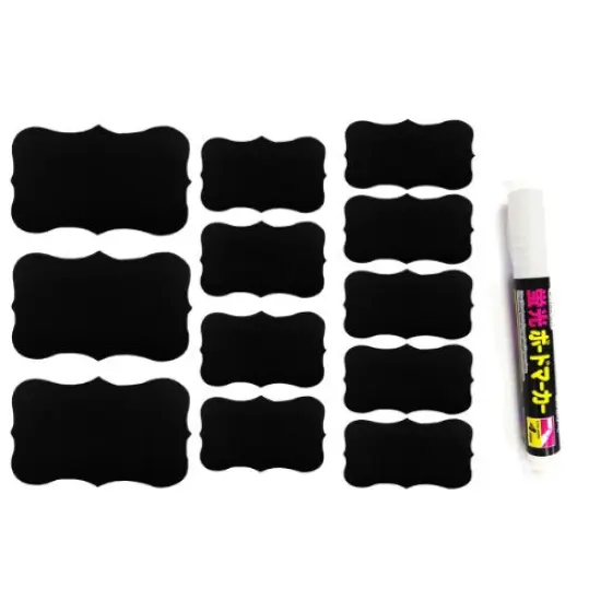 Wrapables Set of 32 Chalkboard Labels in Various Sizes With Chalk Marker, Fancy Rectangle {1}
