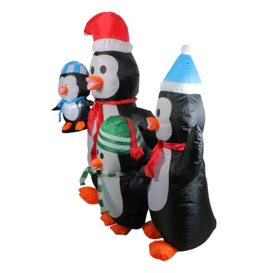 Northlight Lighted Inflatable Penguin Family Outdoor Christmas Decoration - 5' Black {3}