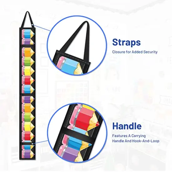 Bulletin Border Storage Pocket Chart for Classroom, Bulletin Board Border Storage, Classroom Organizer with Storage Pockets (Black) {5}