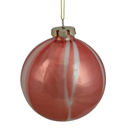 Northlight 4" Red and White Marbled Glass Christmas Ornament {3}