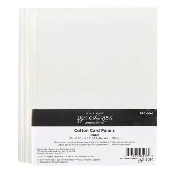 Spellbinders BetterPress Letterpress A2 Cotton Card Panels-Pebble 25/Sheets {1}