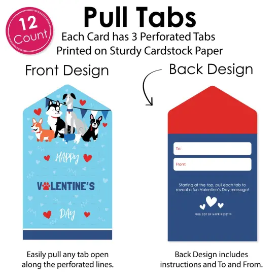 Big Dot of Happiness Pawty Like a Puppy - Dog Cards for Kids - Happy Valentine's Day Pull Tabs - Set of 12 {6}
