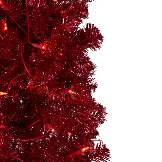 Northlight 6' Pre-Lit Pencil Red Artificial Christmas Tree - Clear Lights {5}