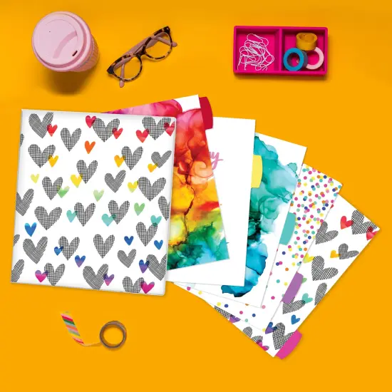 Avery + Amy Tangerine Designer Collection Binder, 1" Round Rings, 175-Sheet Capacity, Hatchmark Hearts (28320) {4}