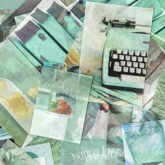 Wrapables Aesthetic Scrapbooking Washi Stickers, for DIY Arts & Crafts, Diary, Stationery, Card Making, Collages, Decals (70 pcs) Serene Mint {3}