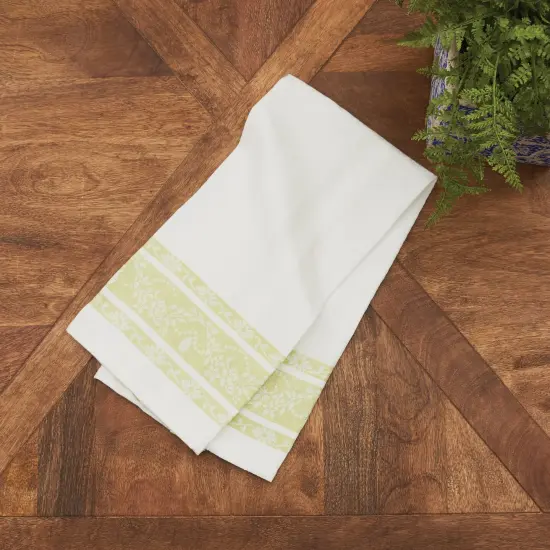 Rose Trellis Jacquard Peridot Cotton Woven Kitchen Towel {3}