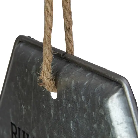 Tii Collections 16" Distressed Metal Rules of the Porch Hanging Wall Decor Silver {3}