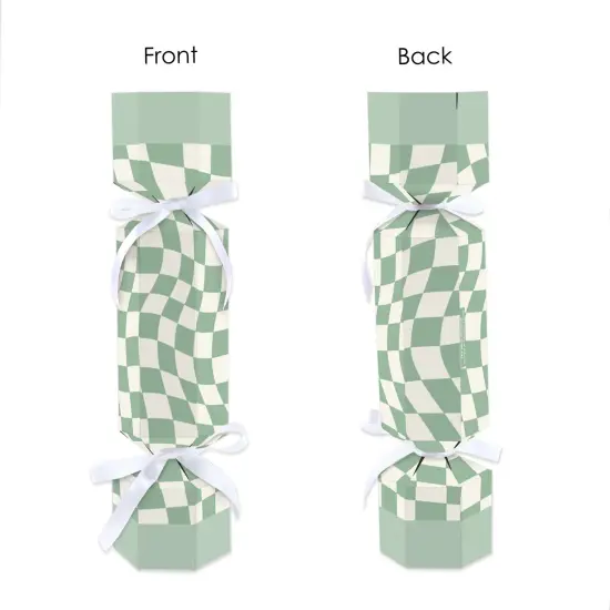 Big Dot of Happiness Sage Green Checkered Party - No Snap Party Table Favors - DIY Cracker Boxes - Set of 12 {7}