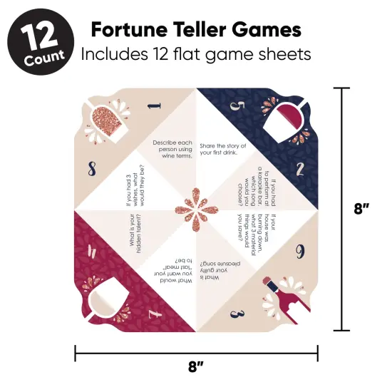 Big Dot of Happiness But First, Wine - Wine Tasting Party Cootie Catcher Game - Conversation Starters Fortune Tellers - Set of 12 {5}