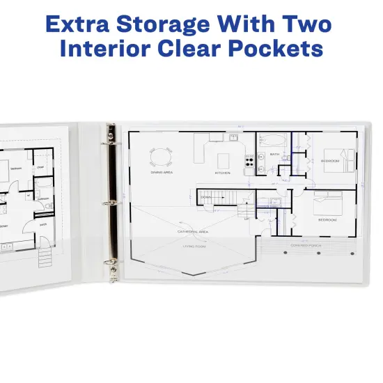 Avery Heavy-Duty View 3 Ring Binders, 1" Slant Rings, Holds 11" x 17" Paper, White, 2 Pack (17707) {5}