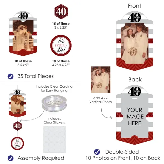 Big Dot of Happiness We Still Do - 40th Wedding Anniversary - Anniversary Party Vertical Photo Garland 35 Pieces {4}