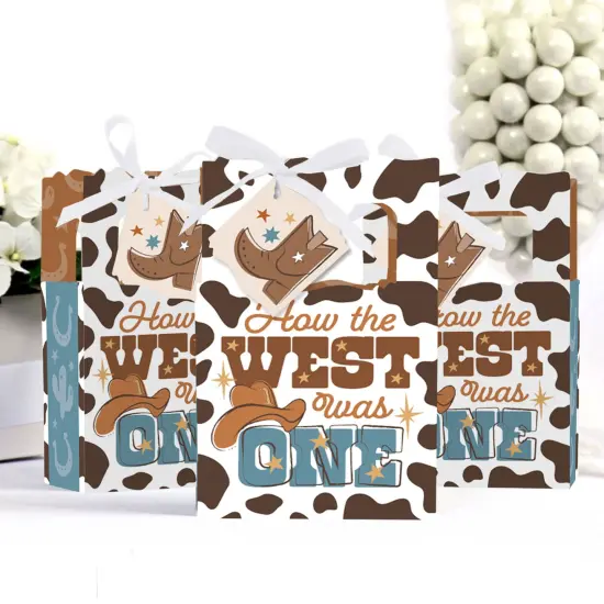 Big Dot of Happiness My First Rodeo - Little Cowboy 1st Birthday Party Favor Boxes - Set of 12 {4}