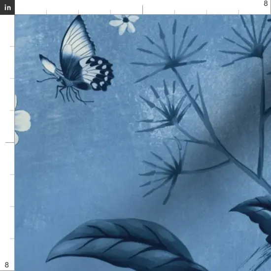 Various Fabrics by the Yard or Fat Quarter Victorian Floral Blue And White Chinoiserie New Romanticism Large Scale Custom Printed Fabric by Spoonflower {4}